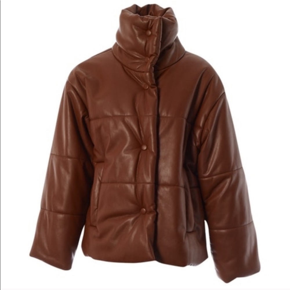 ISO! Nanushka vegan leather puffer in brown